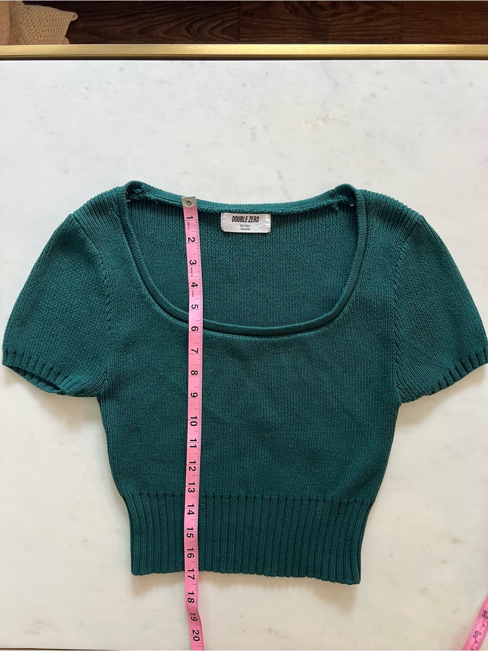Double Zero Teal Green Knit Short Sleeve Crop Top Size XS